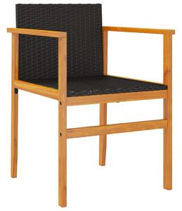 VidaXL 2 db fekete polyrattan és tömör fa kerti szék