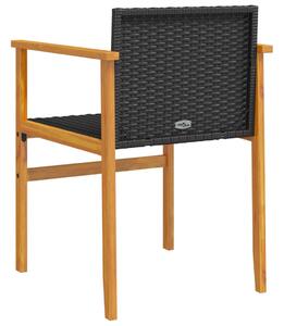 VidaXL 2 db fekete polyrattan és tömör fa kerti szék