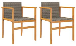 VidaXL 2 db szürke polyrattan és tömör fa kerti szék
