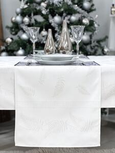 Ezüst lurex asztali futó páfrány mintás 37x100 cm