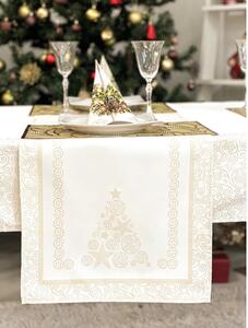 Arany lurex asztali futó karácsonyfa mintás 37x100 cm