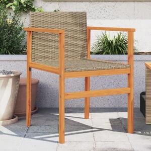 VidaXL 2 db bézs polyrattan és tömör fa kerti szék