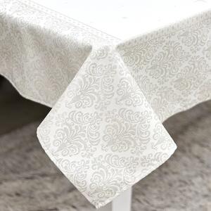 Ezüst lurex asztalterítő barokk mintás 96x100 cm
