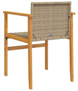 VidaXL 2 db bézs polyrattan és tömör fa kerti szék