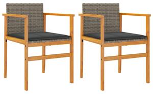 VidaXL 2 db szürke polyrattan és tömör fa kerti szék párnával
