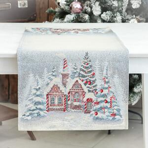 Mézeskalácsos gobelin asztali futó 37x100 cm ezüst lurex
