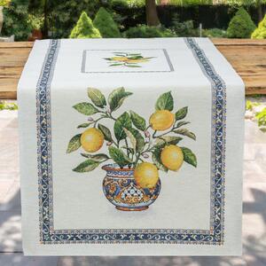 Citromos gobelin asztali futó mediterrán kék 44x140 cm