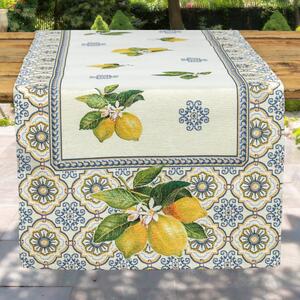 Capri citromos mediterrán gobelin asztali futó 44x140 cm