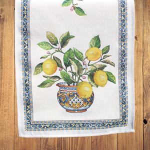 Citromos mediterrán gobelin asztali futó 37x100 cm