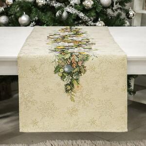 Advent karácsonyi koszorús gobelin asztali futó 44x140 cm arany lurex