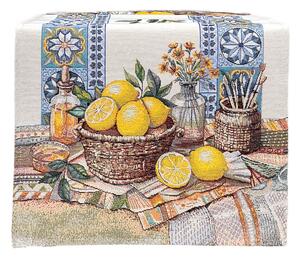 Lemon art gobelin asztali futó mediterrán citromos 37x100 cm