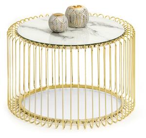 IRAKLI design dohányzóasztal - arany / fehér márvány