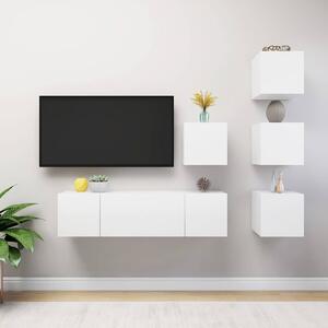 6 részes fehér szerelt fa TV-szekrényszett