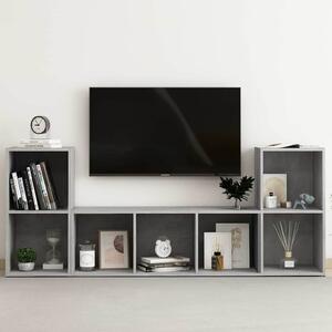 3 részes betonszürke szerelt fa TV-szekrény szett