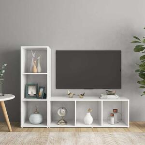 2 db fehér szerelt fa TV-szekrény 107 x 35 x 37 cm
