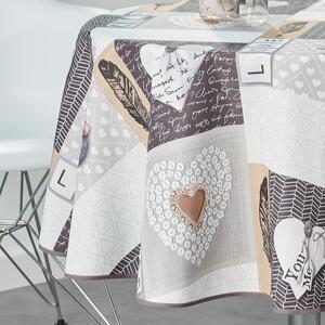 Beige love szennytaszító kör alakú asztalterítő 160 cm