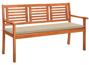 3 személyes tömör eukaliptuszfa kerti pad párnával 150 cm