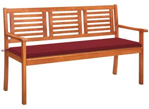 3 személyes tömör eukaliptuszfa kerti pad párnával 150 cm