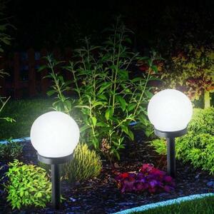 Polifach 2 LED-es kerti Napelemes Lámpa 10cm - Gömb (P-010) - szürke