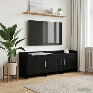 TV szekrény 130 x 33 x 47 cm Fekete Tölgy Szerelt Fa