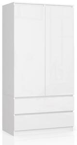 Fiókos szekrény 90 cm LOTA - fehér / fényes fehér