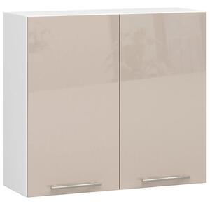 Felső konyhaszekrény 80 cm VERMINA - fehér / cappuccino fényes felülettel