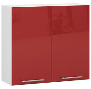 Felső konyhaszekrény 80 cm VERMINA - fehér / piros fényes felülettel