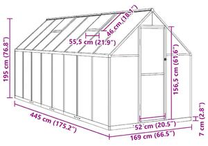 VidaXL antracitszürke alumínium melegház alapvázzal 445x169x195 cm