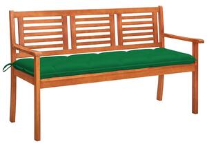 3 személyes tömör eukaliptuszfa kerti pad párnával 150 cm