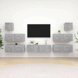 VidaXL Falra Szerelhető TV-Szekrény Szett - Beton Szürke - 7 Rész