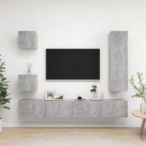 Modern TV-Szekrény Szett - Betonszürke - 5 Rész