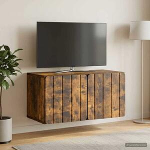 Fali TV szekrény 59,5 x 31 x 30 cm Füstös Tölgy Szerelt Fa