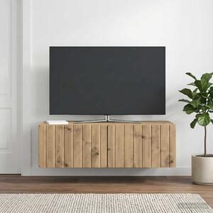 Fali TV szekrény 98 x 41 x 30 cm Kézműves Tölgy Szerelt Fa