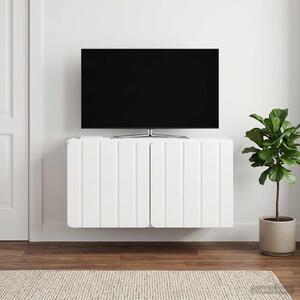 Fali TV szekrény 59,5 x 31 x 30 cm Magasfényű Fehér Szerelt Fa