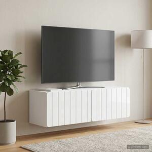 Fali TV szekrény 98 x 31 x 30 cm Magasfényű Fehér Szerelt Fa