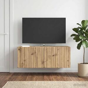 Fali TV szekrény 78,5 x 31 x 30 cm Kézműves Tölgy Szerelt Fa