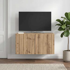 Fali TV szekrény 59,5 x 31 x 30 cm Kézműves Tölgy Szerelt Fa