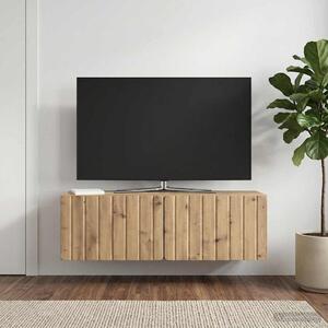 Fali TV szekrény 98 x 31 x 30 cm Kézműves Tölgy Szerelt Fa
