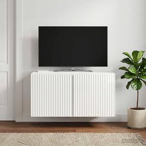 Fali TV szekrény 59,5 x 41 x 30 cm Magasfényű Fehér Szerelt Fa