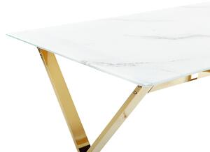 Fehér és arany márványhatású étkezőasztal 120 x 70 cm ATTICA