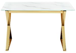 Fehér és arany márványhatású étkezőasztal 120 x 70 cm ATTICA