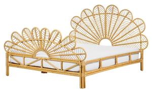 Ágy Rattan FLORENTINE 160 x 200 cm Világosbarna