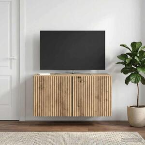 Fali TV szekrény 59,5 x 31 x 30 cm Kézműves Tölgy Szerelt Fa