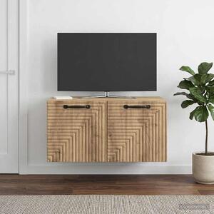 Fali TV szekrény 59,5 x 41 x 30 cm Kézműves Tölgy Szerelt Fa