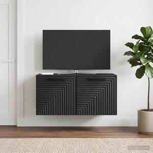 Fali TV szekrény Fekete 59,5 x 31 x 30 cm Szerelt Fa