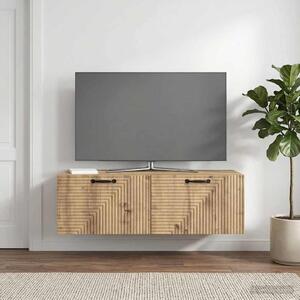 Fali TV szekrény 98 x 41 x 30 cm Kézműves Tölgy Szerelt Fa