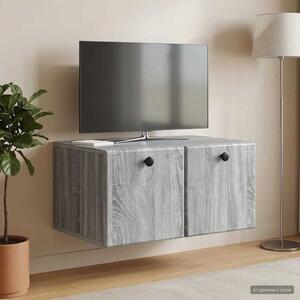 Fali TV szekrény 59,5 x 41 x 30 cm Szürke Sonoma Szerelt Fa