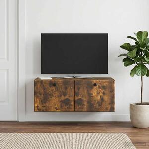 Fali TV szekrény 78,5 x 41 x 30 cm Füstös Tölgy Szerelt Fa