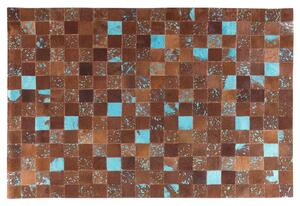 Barna és kék bőrszőnyeg 140 x 200 cm ALIAGA