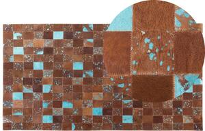 Barna és kék bőrszőnyeg 80 x 150 cm ALIAGA